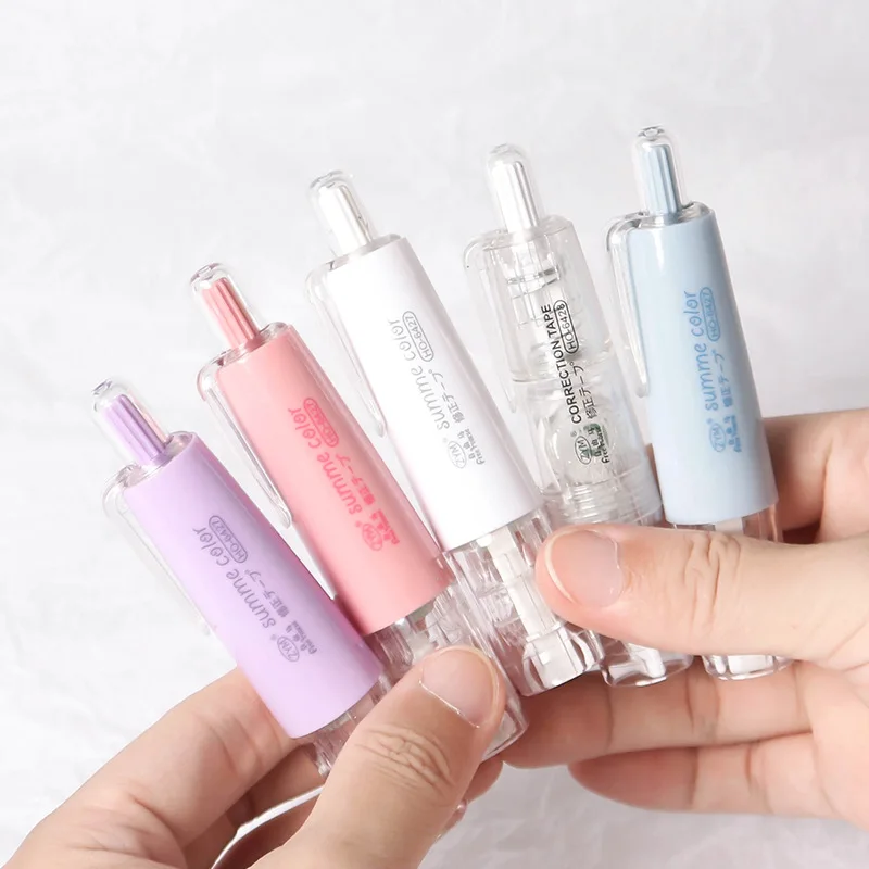 5mm*6m Press Type Replaceable Core Large Capacity Correction Tape Kawaii Transparent Shell for School Student Office Kids Gifts