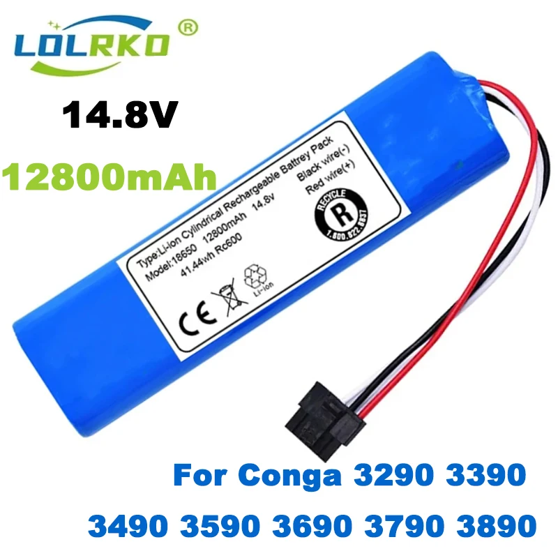 Original Rechargeable battery For Conga 3290 3390 3490 3590 3690 3790 3890 Sweeping Mopping Robot 14.8V 12800mAh Vacuum Cleaner