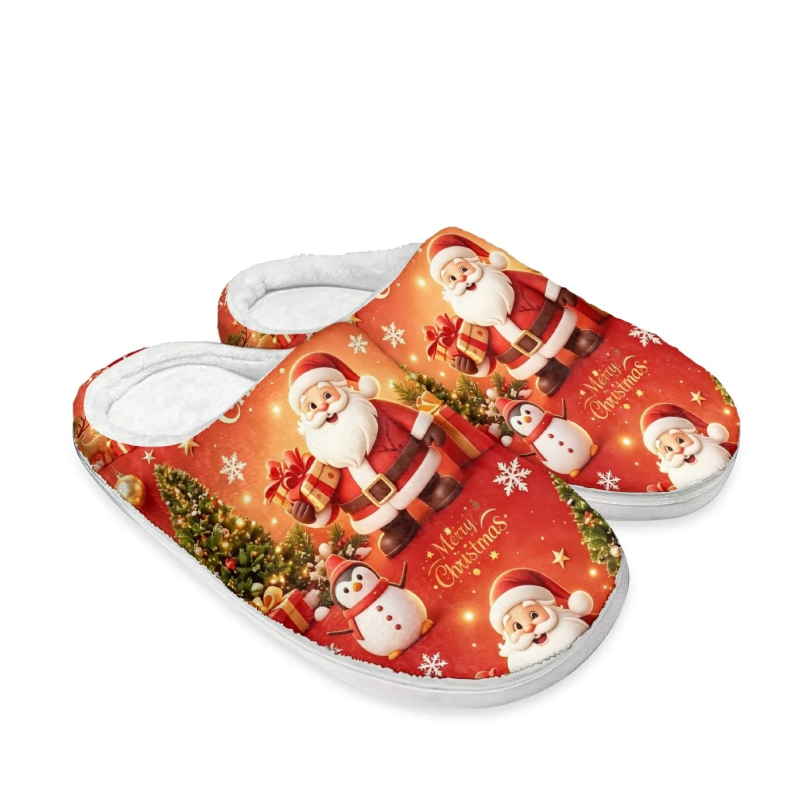PENSTROLL Christmas Santa Print Freelancer Home Shoes Cushion Memory Foam Slipper for Outdoor Warm House Shoes For Seniors