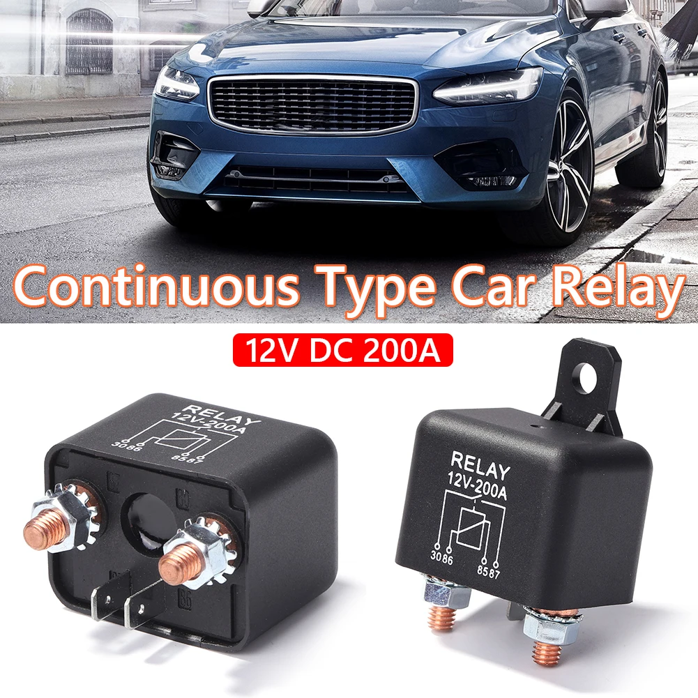 DC 12V 200A Starting Relay 2.4W Automotive Modular Relay Continuous Type Car Truck Motor Relay 4 Pin Car Relay
