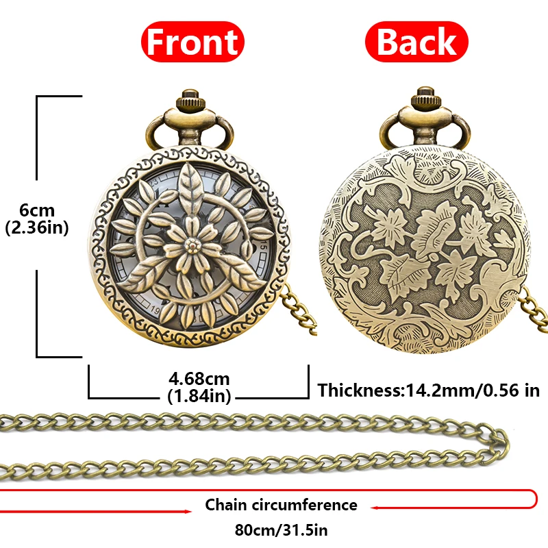 الرجعية البرونزية Steampunk مخرمة الأزهار الوجه الأعلى الذكور والإناث طالب هدية الكوارتز قلادة ساعة الجيب التذكارية