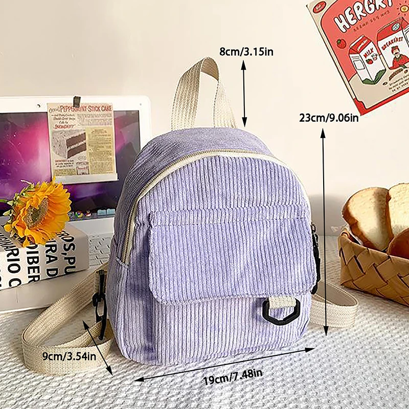 Fashion Women Mini Backpack Solid Color Corduroy Small Backpacks Simple Casual Student Bookbags Traveling Backpacks Hot