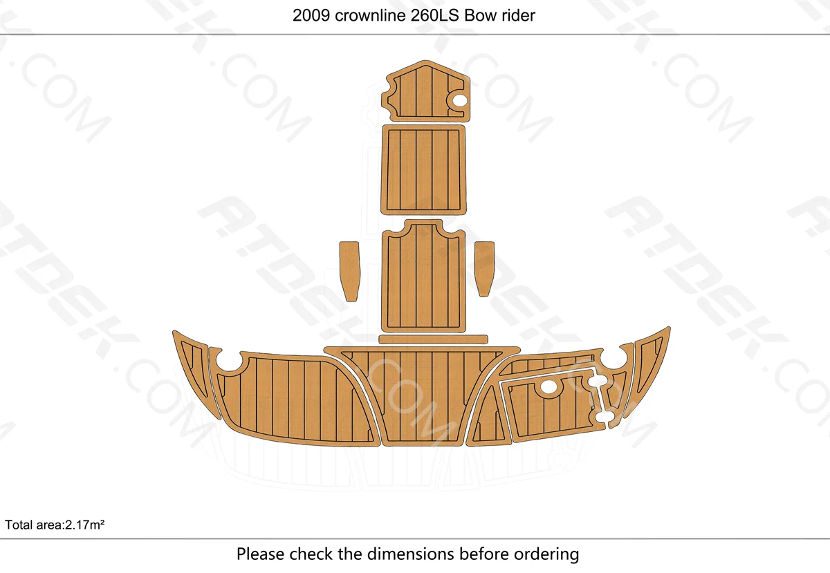 

2006-2009 crownline 260 LS Bow Rider B Cockpit platform 1/4" 6mm EVA carpet Water Ski Yacht Fishing Boat Non-slip mat floor