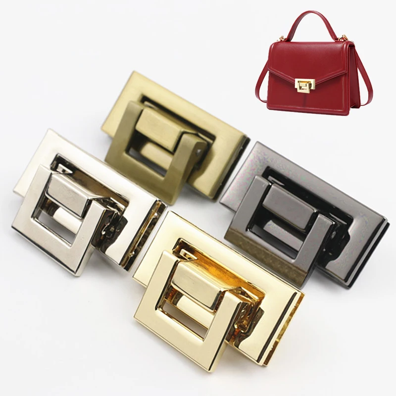 1pcs Metal Square Bag Buckle Turn Lock For Leather Craft Woman Bag Accessories High Quality  Fashion Handbag Closure Clasp Hot