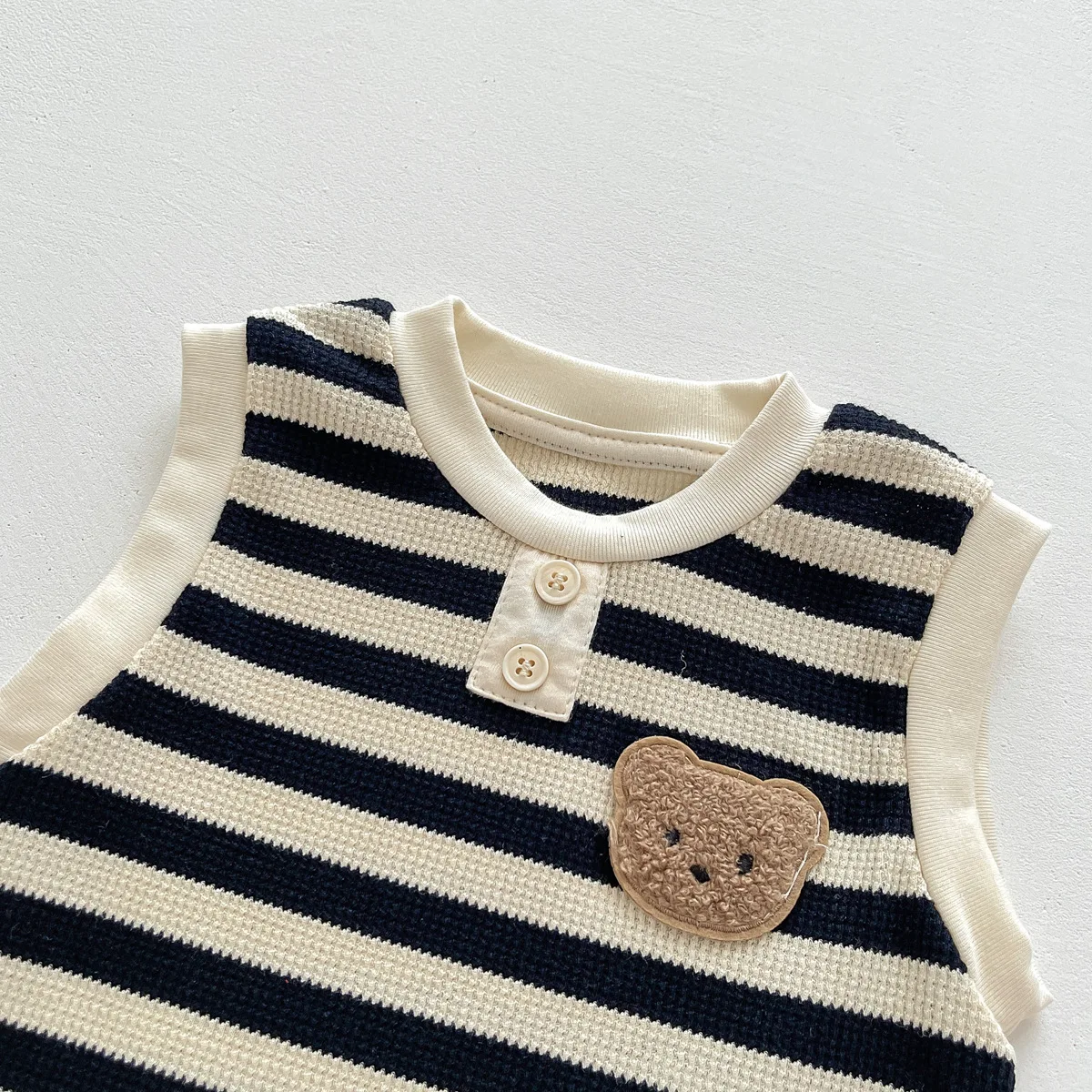 Summer Bear pagliaccetti per neonate ragazzi Cute Stripe Toddler tuta intera moda coreana tuta infantile abbigliamento 0-2 anni