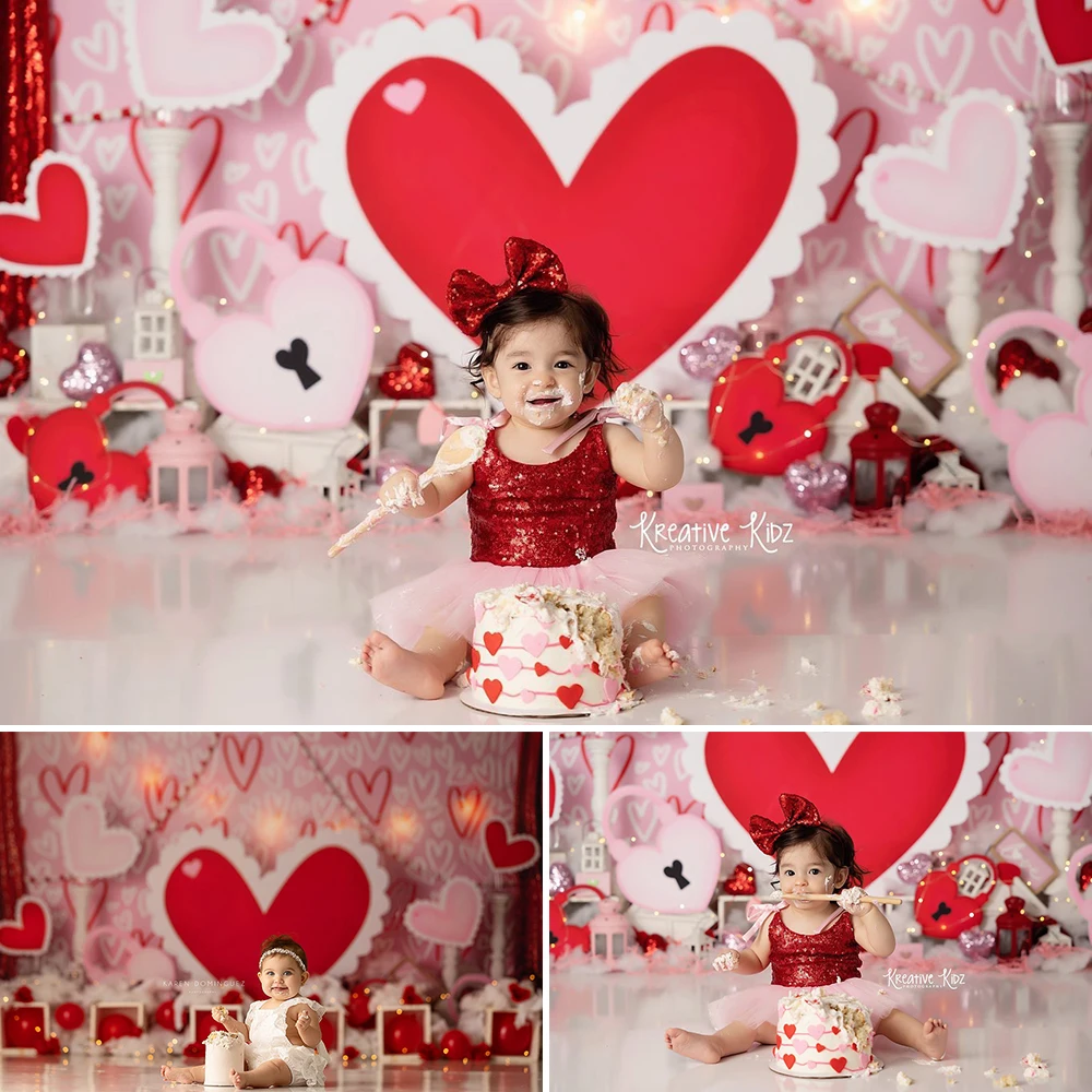 Valentine's Day Photography Backdrop Cloth Red Love Heart Wedding Baby Birthday Party Decor Backgrounds For Photo Studio Props