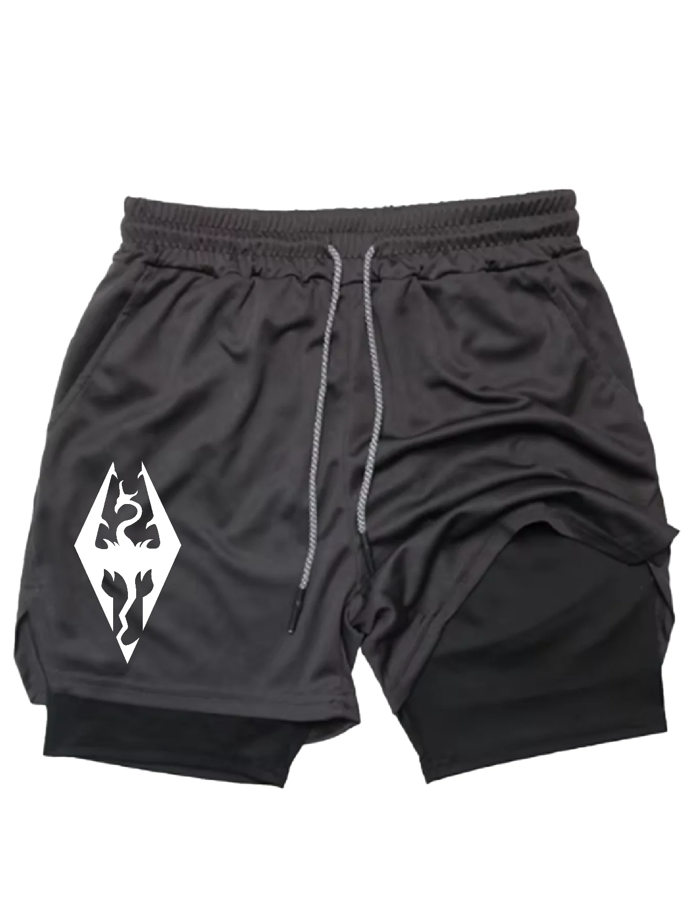 Cross-print 1 in 2 Men's Mobile Phone Shorts with Mobile Phone Towel Loop Sports Sportswear Running Shorts