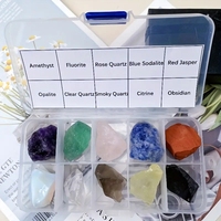 10PCs/Box Natural Crystal Rough Raw Set Energy Gemstones Rough Rocks And Mineral Chakra Stone With Box