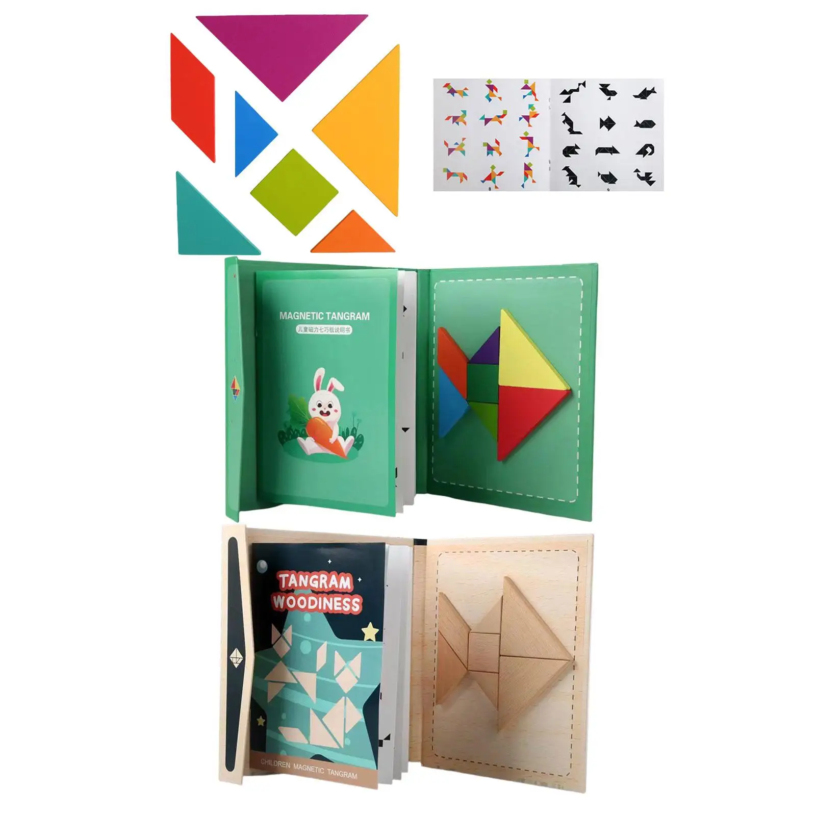 Wooden Pattern Blocks Geometric Shapes Blocks Pattern Blocks with Cards for Ages 4-8 Kindergarten Classroom Children Kids