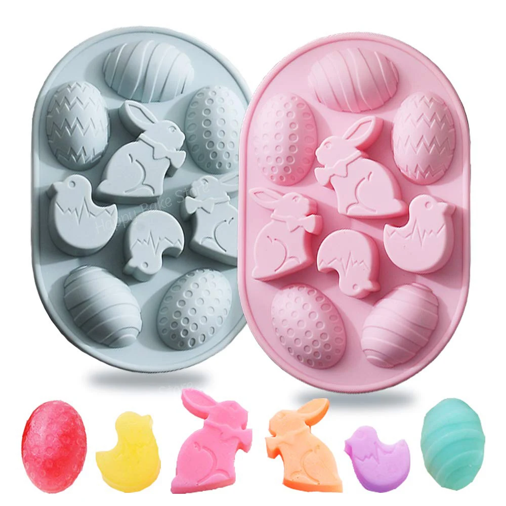 

9-Cavity Easter themed Mold 3D Bunny Baking Tray Rabbit Egg Chocolate Cake Dessert Candy Mousse Pastry Soap Mould DIY Tools