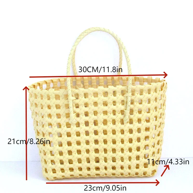 New Woven Bag Vacation Beach Bag Hollowed Out Vegetable Basket Bag Popular Hand Carry Basket Handbag