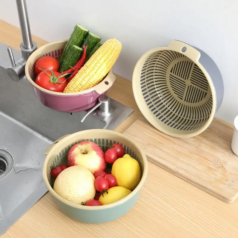 Double Drain Basket Bowl Washing Storage Basket Strainers Bowls Drainer Vegetable Cleaning Colander Kitchen Gadgets Tools 2023