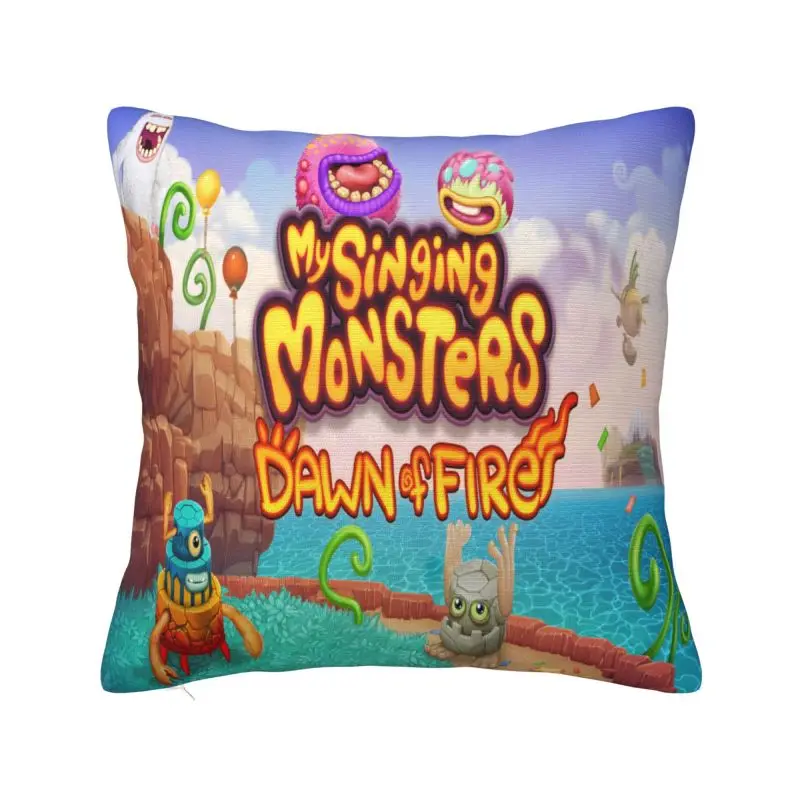 Custom Nordic Style My Singing Monsters Video Gaming Cushion Covers Velvet Dawn Of Fire Pillow Case for Sofa Car Square