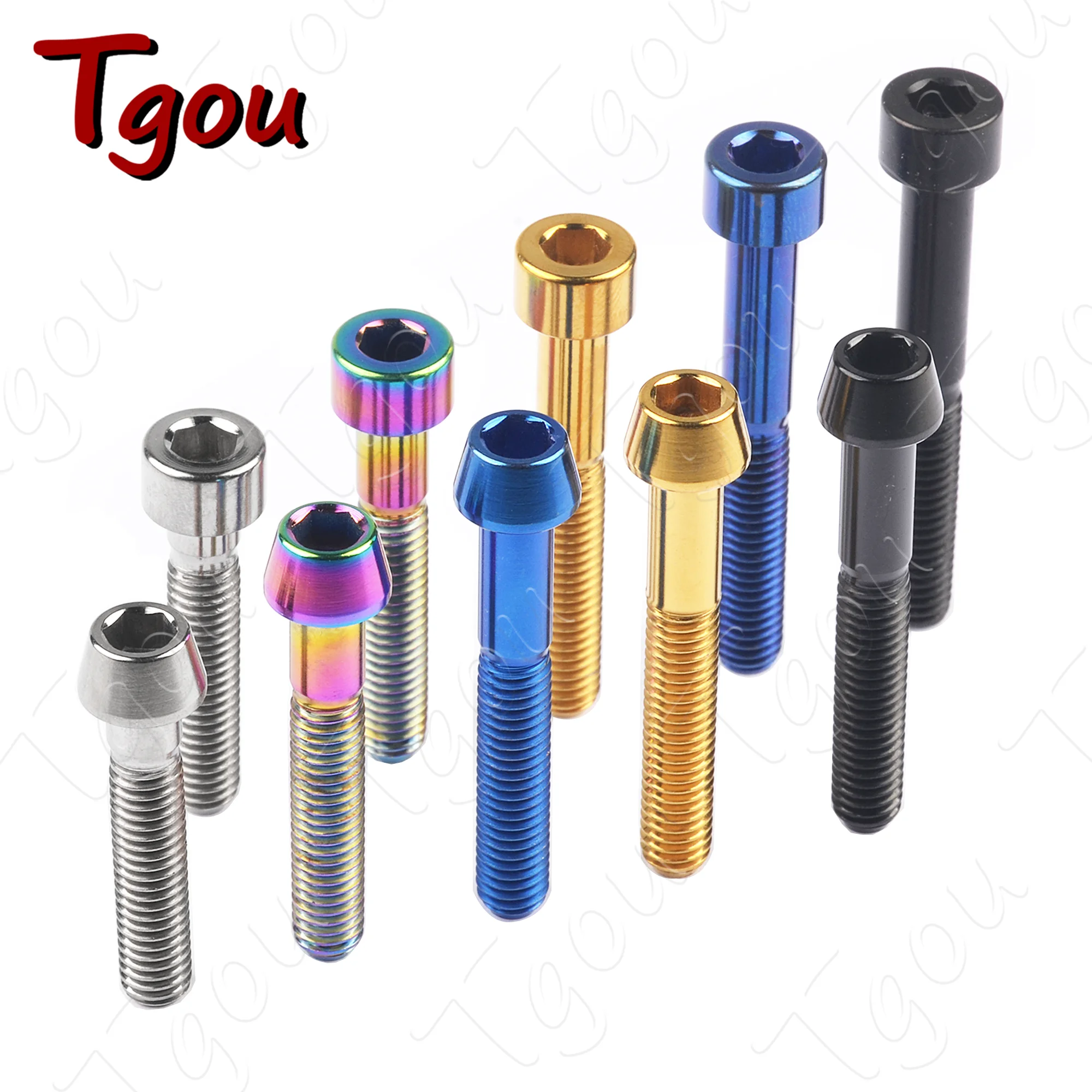 Tgou Titanium Bolt M6x10/15/16/18/20/25/30/35/40/45/50/55/60/65mm Allen Key Screw for Bicycle Headset Brake Bicicleta Bolt