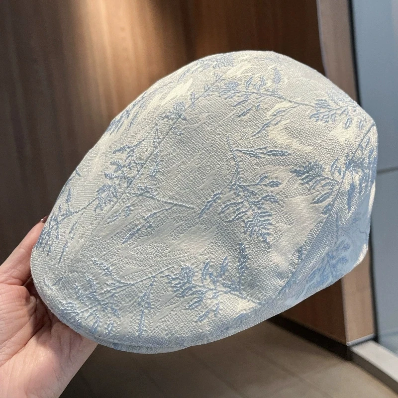 Men and Women Retro Summer Embroidery Newsboy Caps Beret Sun Hats Breathable Backwards Wearable Caps