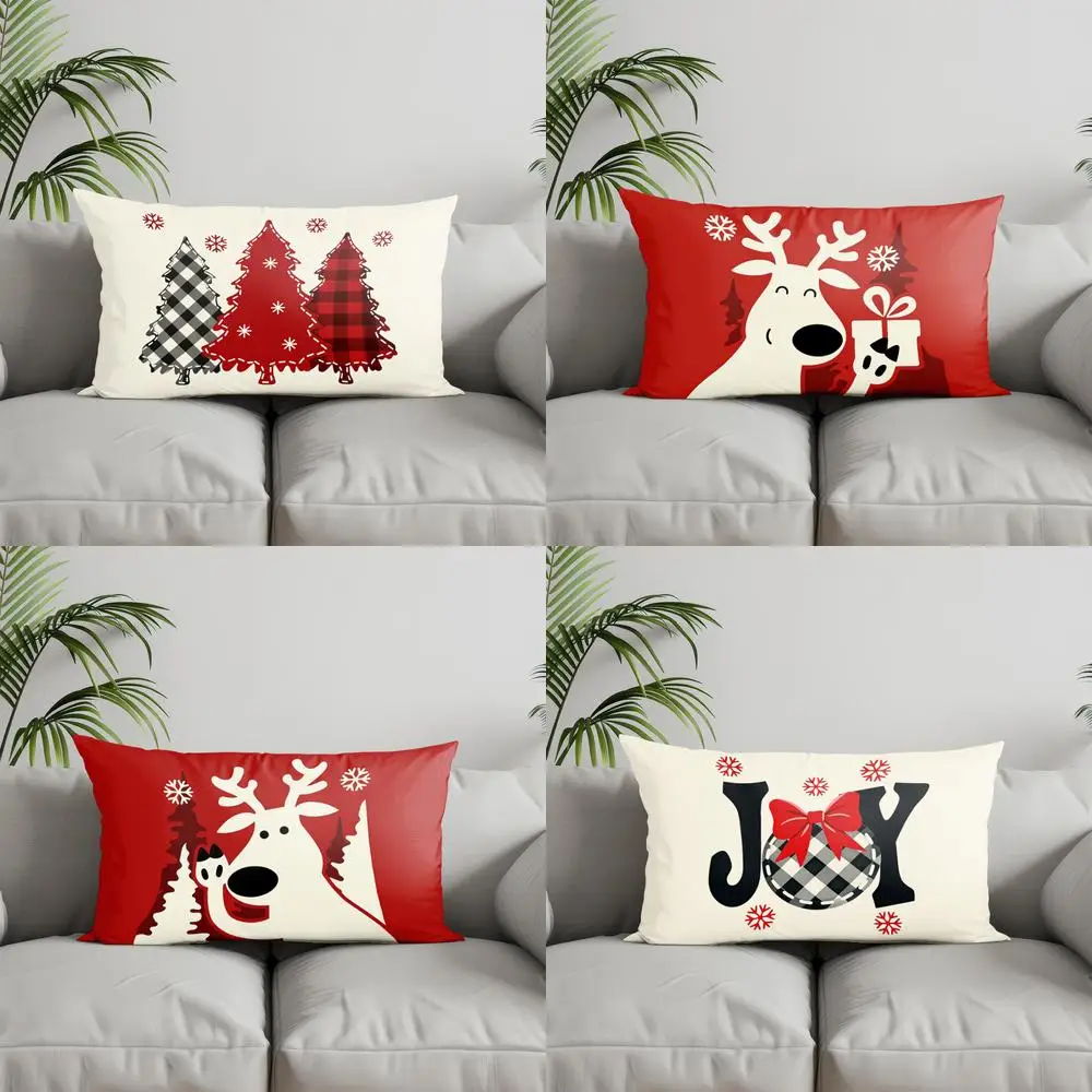 

Домашний декор, рождественские клетчатые елочные подушки, подходящие для дивана, спальни, автомобиля, наволочка, прямоугольная подушка для спины