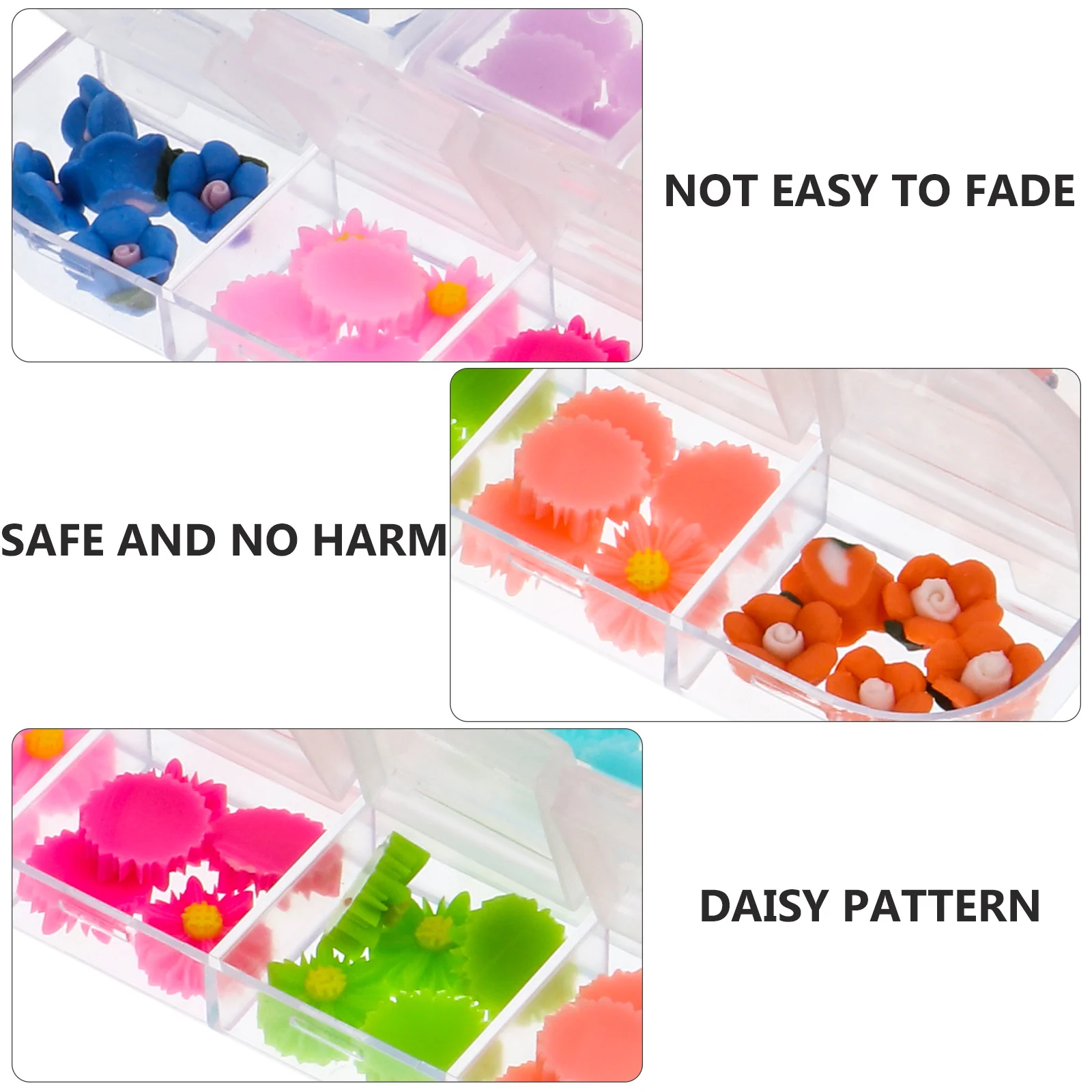 

2 Boxes Daisy Nail Charms 3D Resin Flower Nail Art DIY Manicure Tips Decoration Mixed Colors Travel Friendly Gift