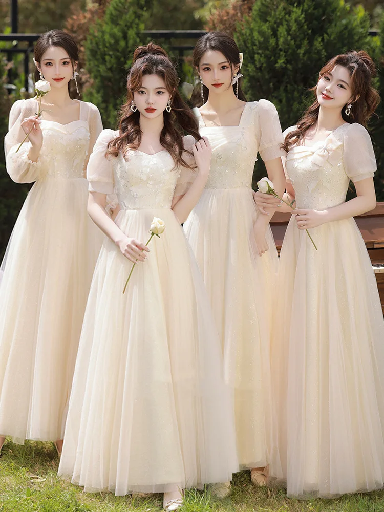 

Bridesmaid Dress Champagne Wedding Sisters Group Slimming Student Temperamental Business Attire Performance Dress for Women