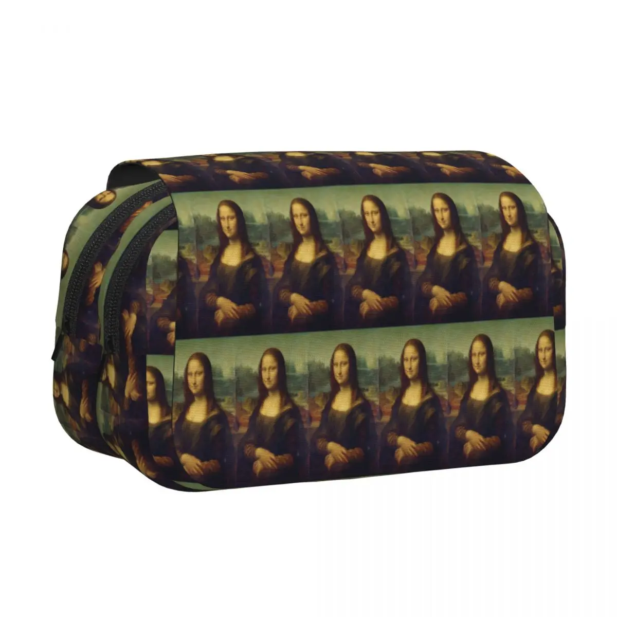 Mona Lisa By Leonardo Da Vinci Pencil Case Pen Holder Hard Shell Leather Big Capacity Pen Box Pencil Bag for Boy Girl Gifts