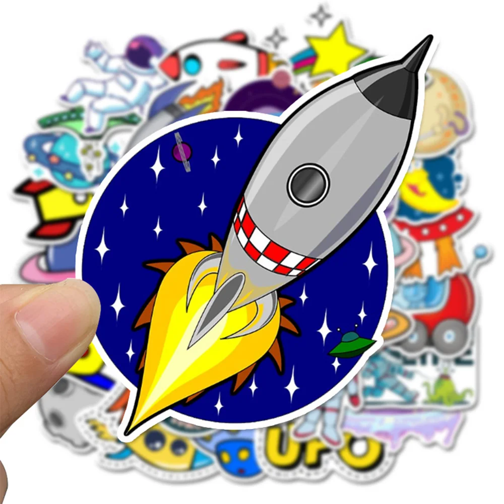 10/30/50PCS Cute Space Alien Spaceship Stickers Aesthetic DIY Water Bottle Journaling Laptop Cartoon Cool Decal Sticker for Kid