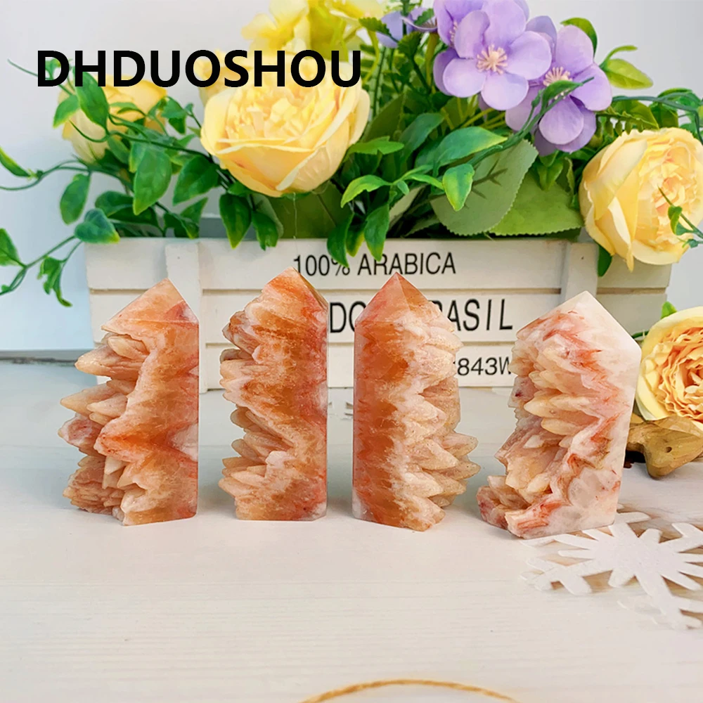 Hot Sale Natural Crystal Wolf Tooth Calcite Tower Point Healing Home Mineral Speciman Decoration Witchcraft Wand Ore Crafts