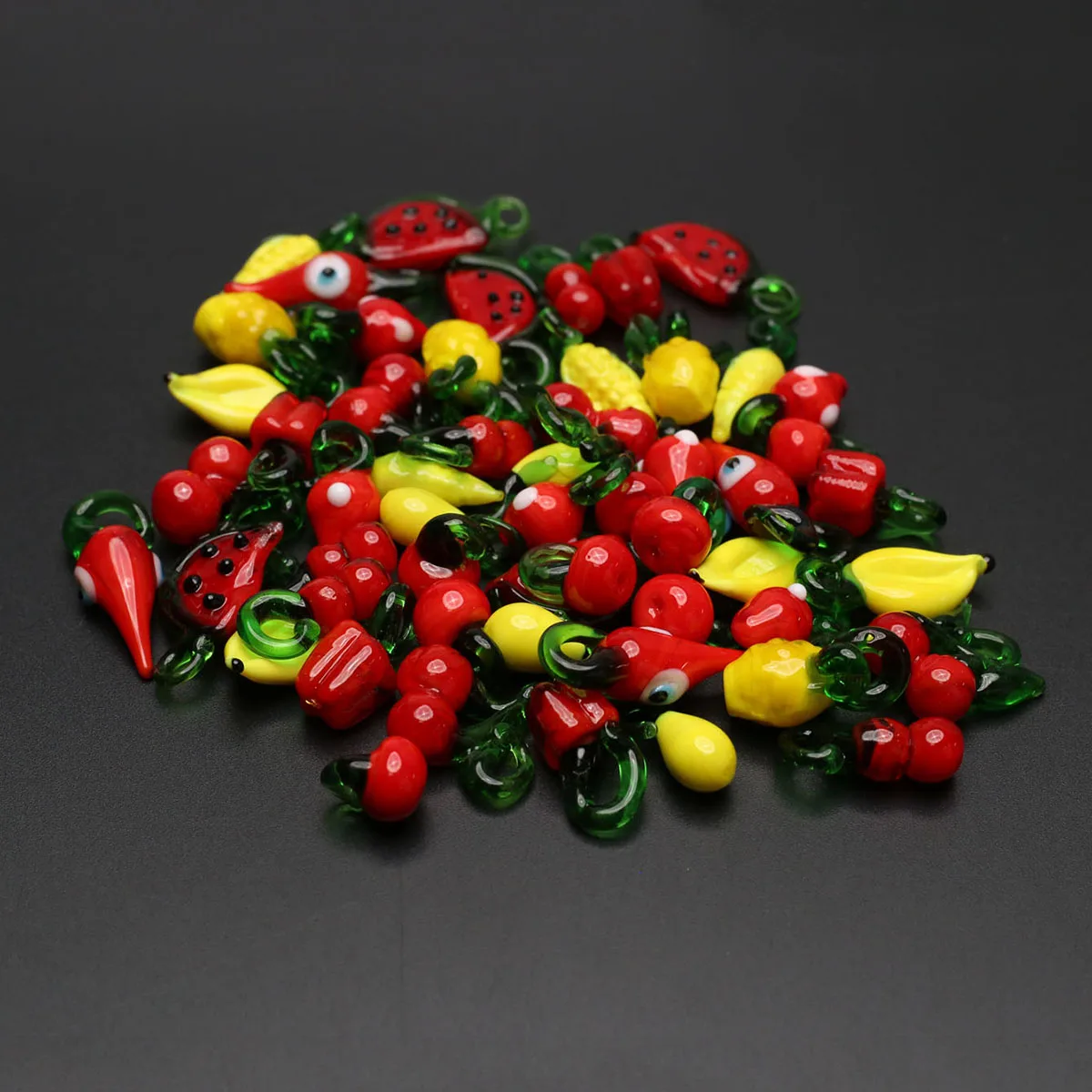30PCS Random Colors Acrylic Small Pendant  Childlike Fruit and Vegetable Shape Children's Jewelry Making DIY Necklace Earrings