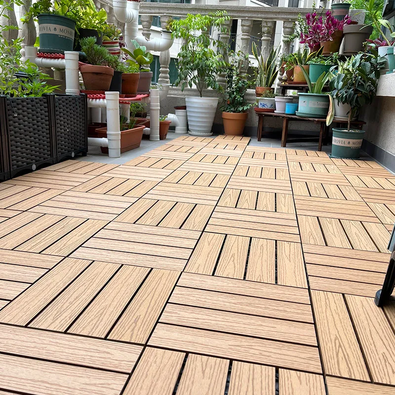 Beable Outdoor Eco-friendly  WPC Tiles Wood Plastic Composite DIY Interlocking Flooring