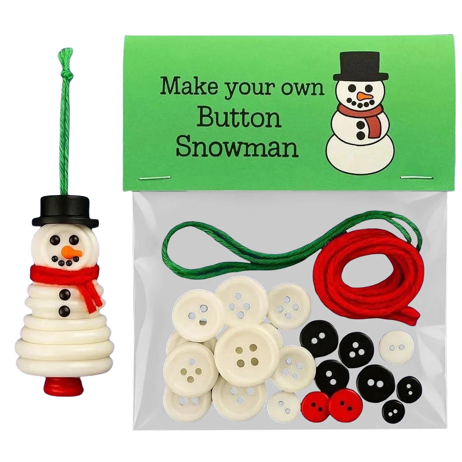 DIY Button Snowman Ornament Kit Reusable Fun Christmas Button Making Set Home Window Ornaments for Holiday Stocking Filler
