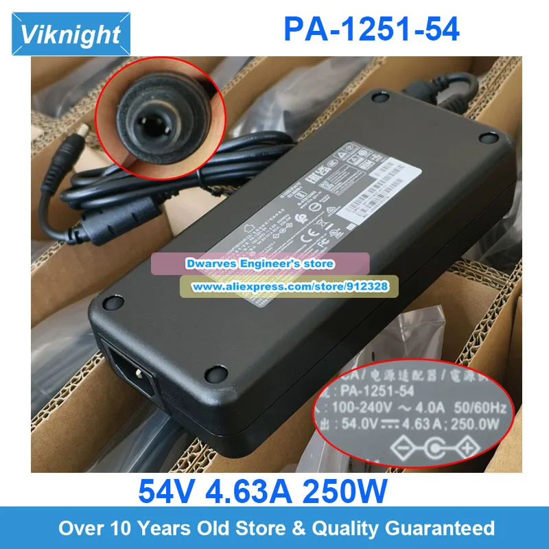 Genuine PA-1251-54 AC Adapter 54V 4.63A250W Liteon 341-101627-01 for Cisco Meraki MX68CW MX68 MX68W 5.5x2.5mm