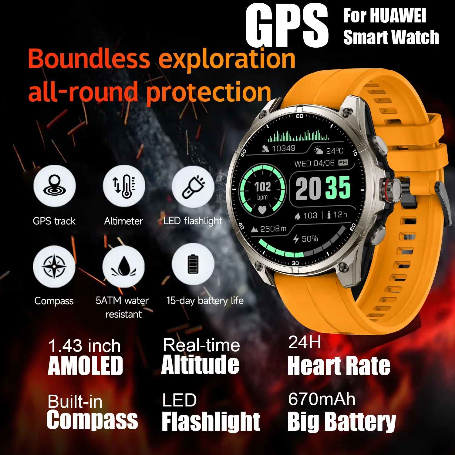 

Смарт-часы Timeowner с GPS, 1,43 дюйма, HD AMOLED-дисплей, встроенный GPS, Bluetooth, телефонные звонки, спортивные умные часы для мужчин, умный аксессуар