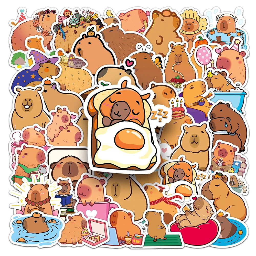 10/30/50/100pcs Cute Cartoon Capybara Stickers Graffiti Animal Decoration Decal DIY Notebook Phone Laptop Waterproof Decals Pack