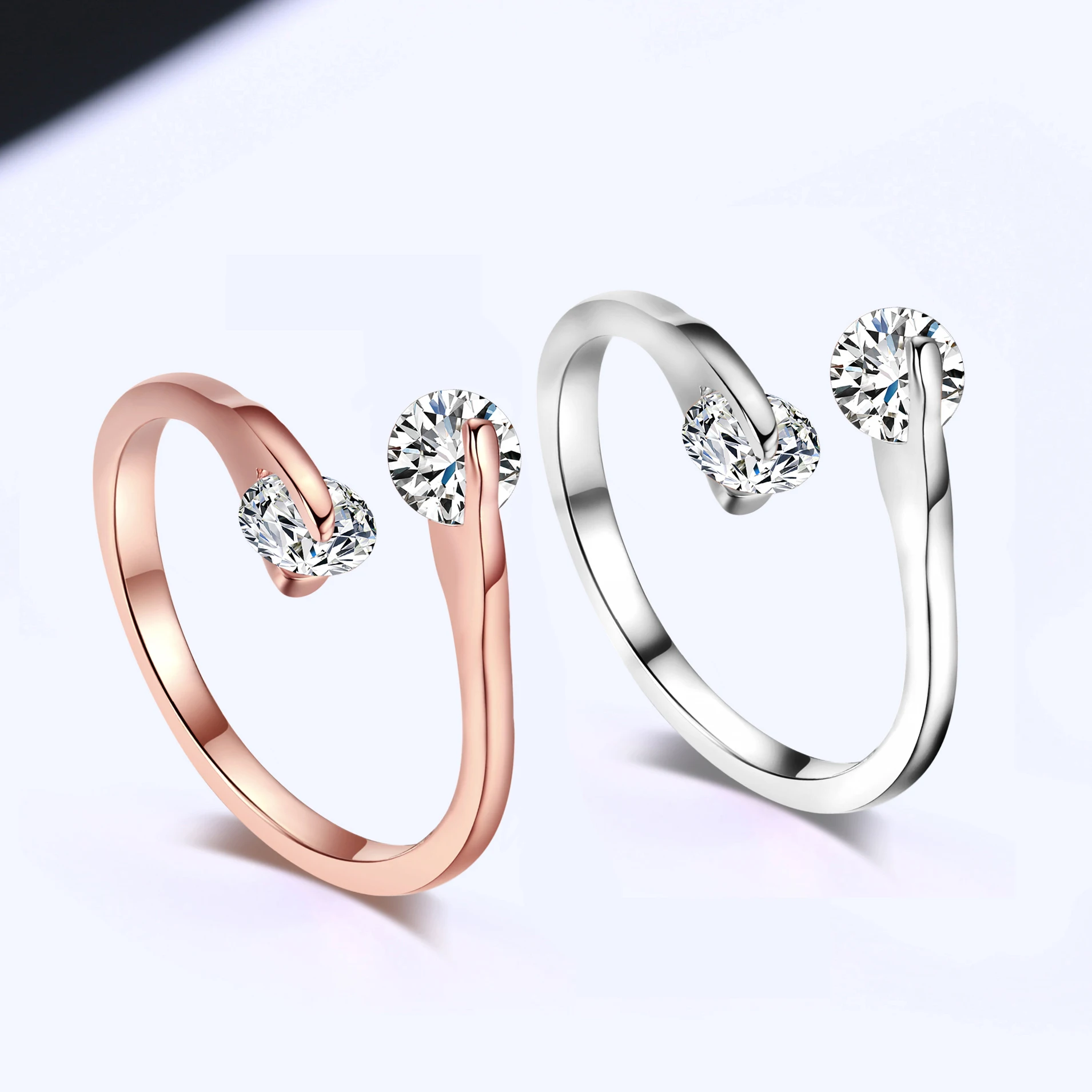 ZHOUYANG Engagement Wedding Ring For Women Classic Elegant Twin Cubic Zirconia Rose Gold Color Fashion Jewelry Gift ZYR007