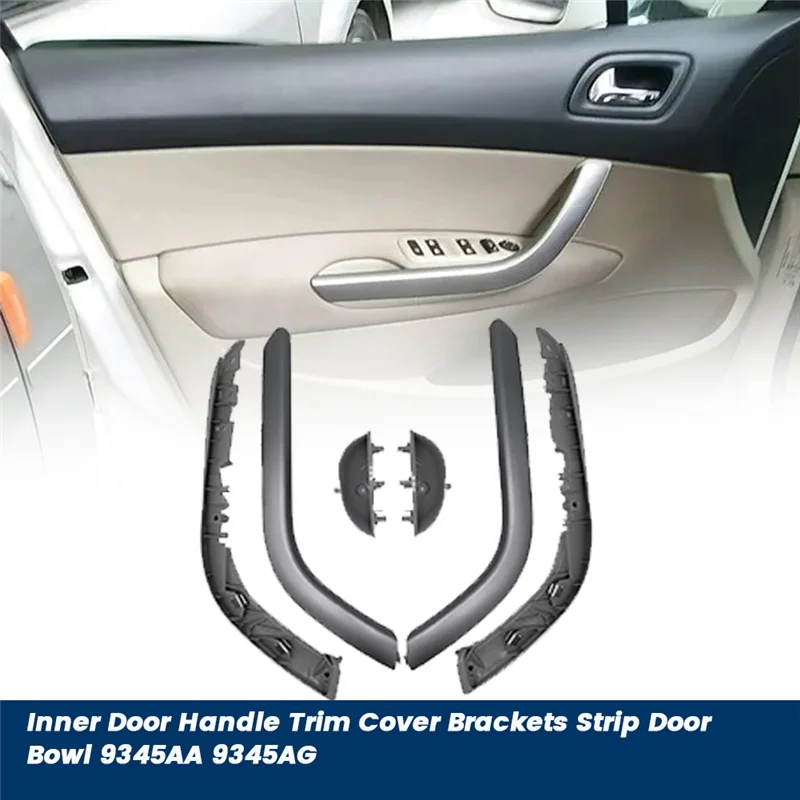

AASS-3Pcs Front Door Handle Cover Plate Trim Strip Brackets +Inner Door Bowl For 408 1.6I 2.0I 9345AA 9345AG