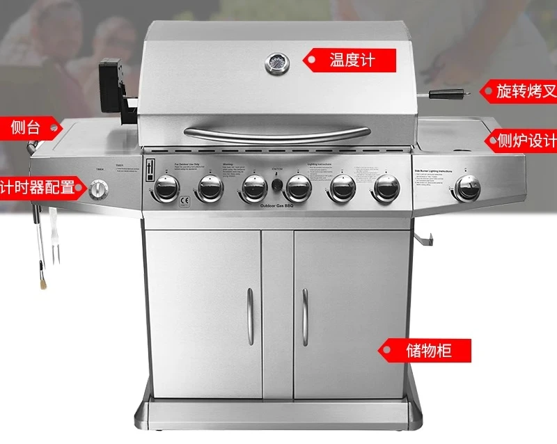 

For Vimal Gas Grill Commercial Smokeless Outdoor Large Grill Household Charcoal Stainless Steel Grill