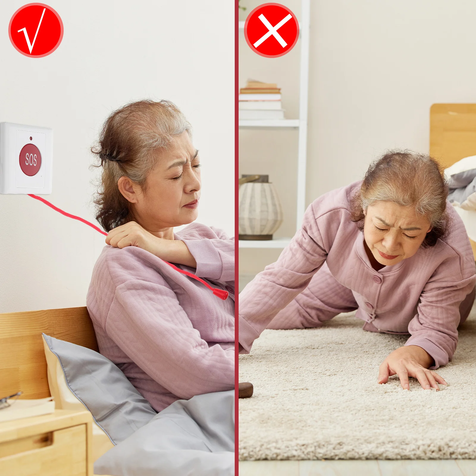 Wandmontage noodoproepknop voor senioren en kinderen Snelle respons Eenvoudige bediening Thuis Buiten Reizen Belbel