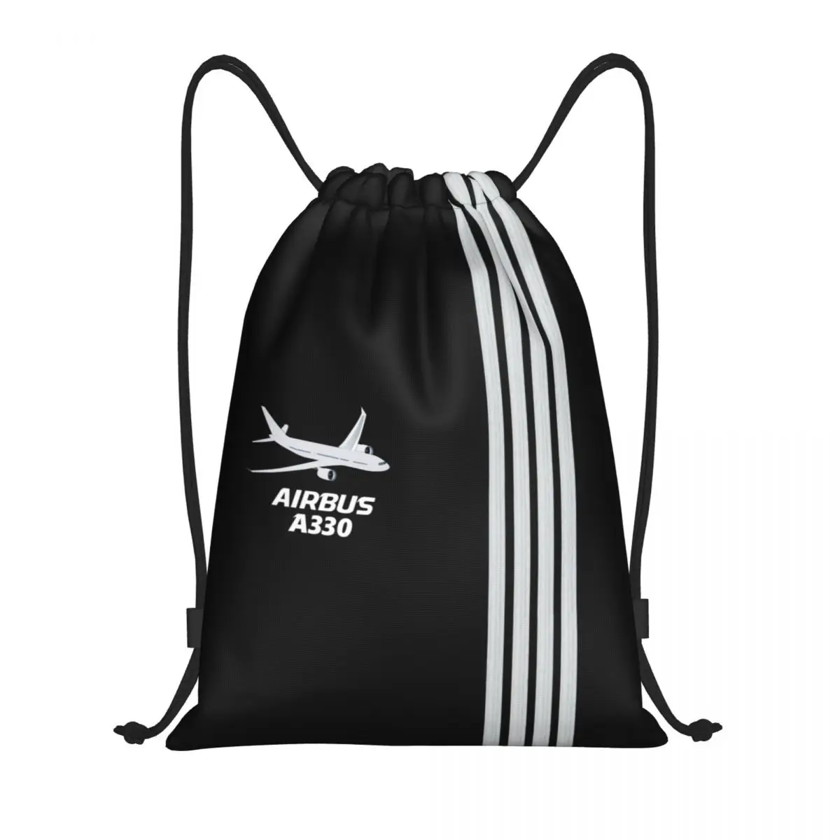 Custom Airbus A330 Captain Stripes Drawstring Backpack Sports Gym Bag for Women Men Pilot Aviation Aviator Shopping Sackpack