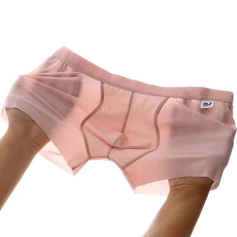 

Seamless Ice Silk Boxy Underwear for Men Sexy Low Waist U Convex Pouch Boxer Shrots Ultra-thin Cool Feel Quick Dry Sports Trunks