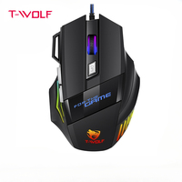 T-WOLF M1 Gaming Mouse Gaming  Wired RGB Mixed Light Seven Key  USB Weighted Iron Chicken Eating Mouse For Computer laptop