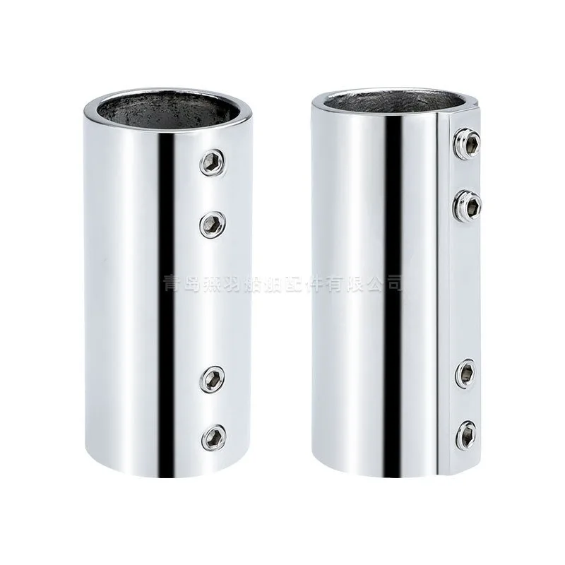 Marine two-way railing handrail 180-degree flat mouth pipe connector 316 stainless steel yacht hardware accessories through
