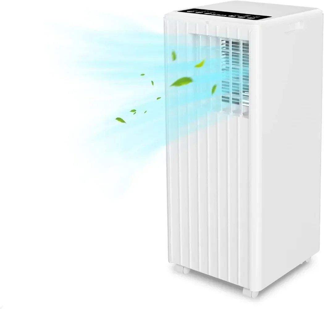 L # 8,000 BTU Portable Air Conditioner With Remote Control, 3-in-1 AC Unit Dehumidifier Fan For Room Up To 350 Sq.Ft White