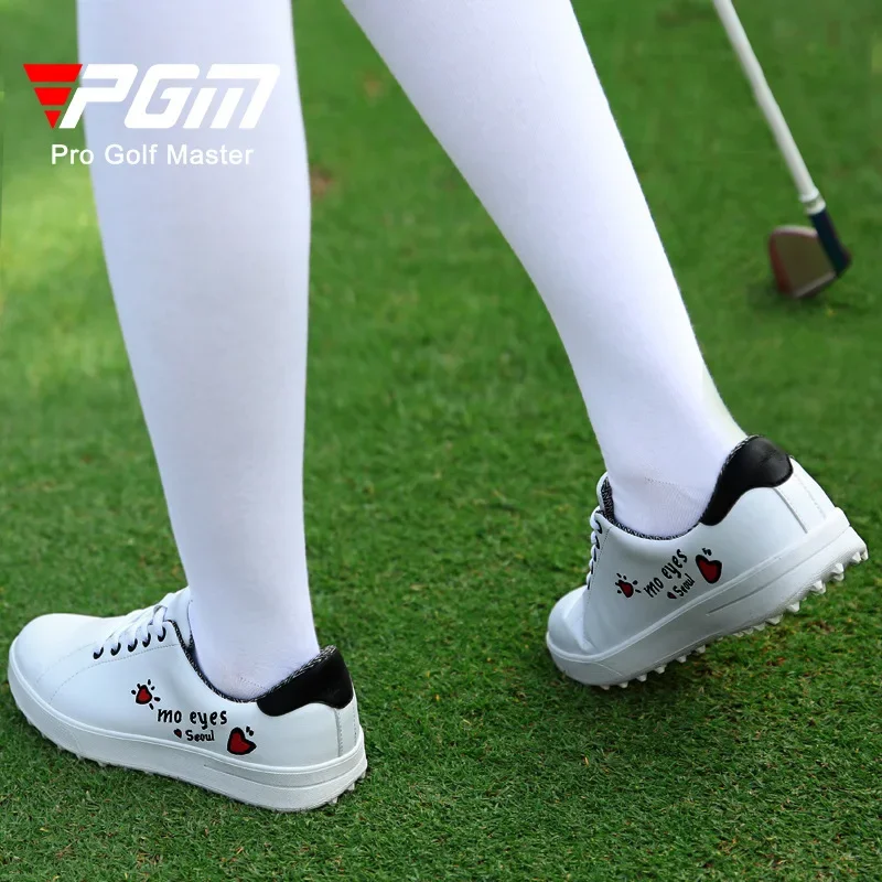 PGM sepatu golf wanita, sepatu tahan air gaya Korea sepatu putih serbaguna, lembut dan bernapas