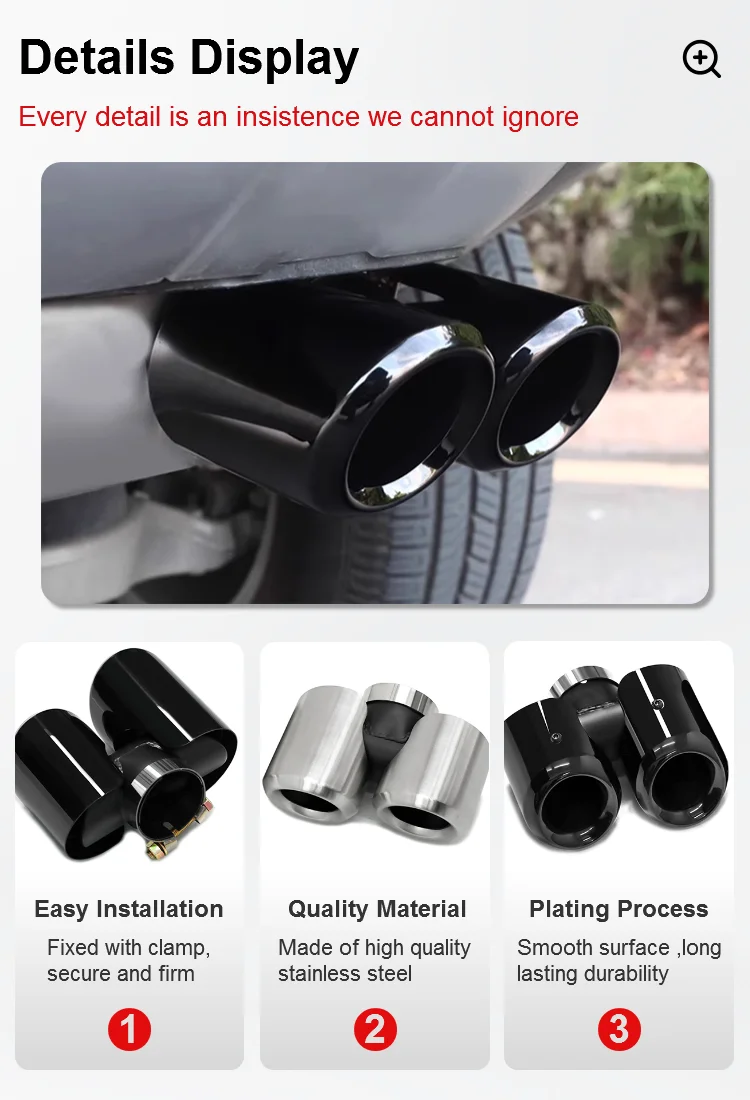 For 2020+ Land Rover Defender L663 P400 90 2.0T 110 3.0T Muffler Tip Chrome Silver Round Nozzle Four-outlet Tail Pipe OEM