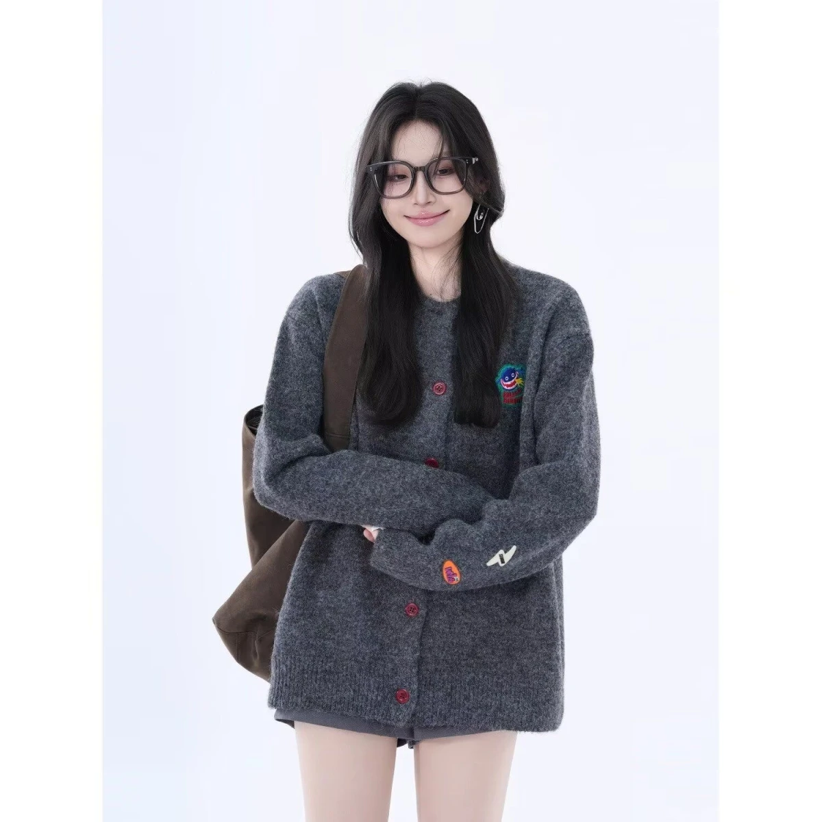 

American Sle V-Ne Knitted Sweater Cardigan Men's Color Casual Loose Fit Winter Outerwear Polyester Fiber