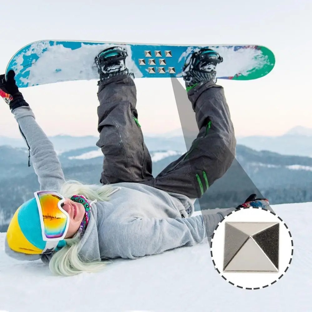 10 Uds. Almohadillas para Snowboard de aleación de zinc, tachuelas piramidales portátiles, almohadilla para estufa de Snowboard, antideslizante,