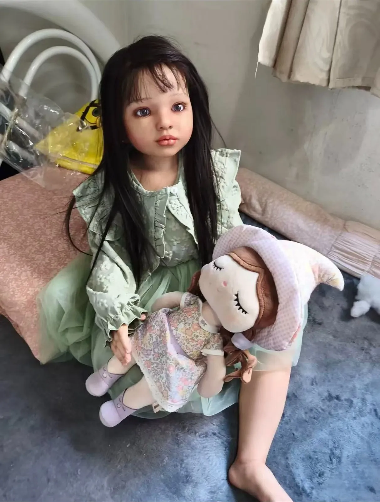 42inch Lighter Tanned Skin Tone Aloenka Lifelike Reborn Baby Girl Doll Finished Kits Toddler DIY Toy