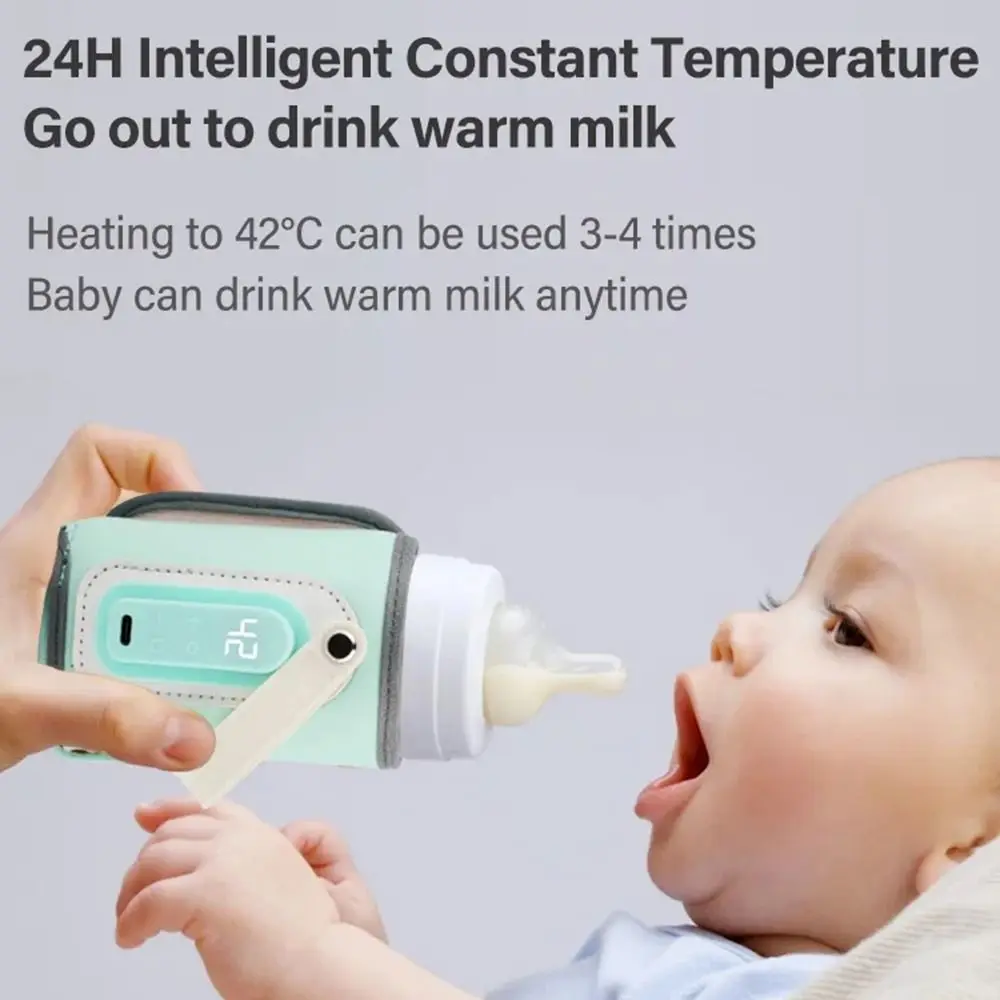 LED Display Portable Baby Bottle Warmer Temperature Adjust 24H Constant Temperature Milk Bottle Insulation Sleeve Easy To Clean