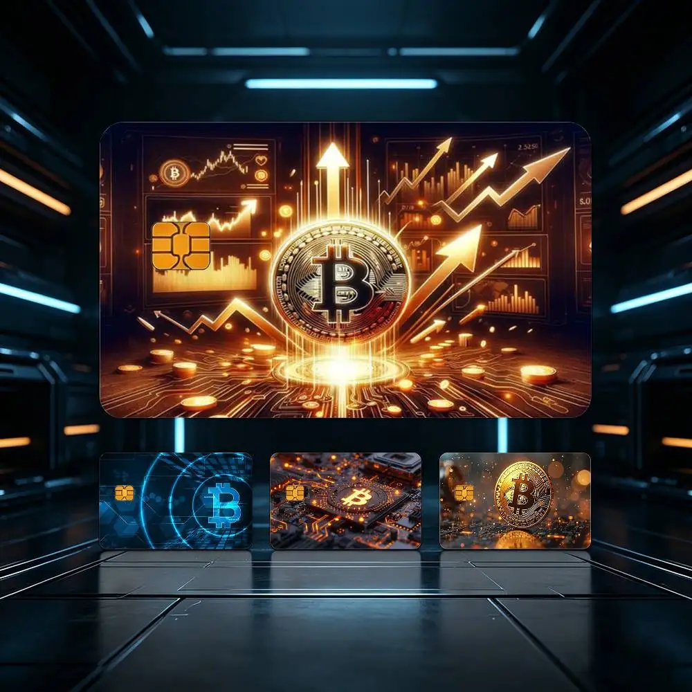 Bitcoin Cartoon HD Waterproof Card Skins Protective Stickers for Credit Bank Game Cards