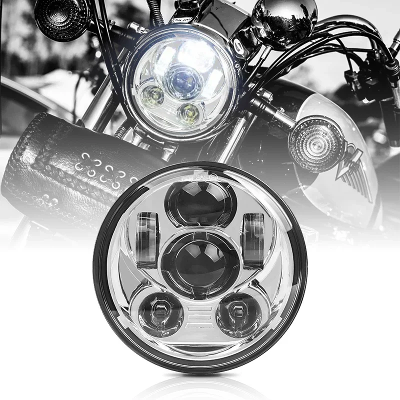 

Черная хромированная светодиодная фара 5,75 дюйма, 5 3/4 дюйма, светодиодные фары для мотоциклов для Dyna Softail Sportster 883 XL883 FXCW, налобный фонарь