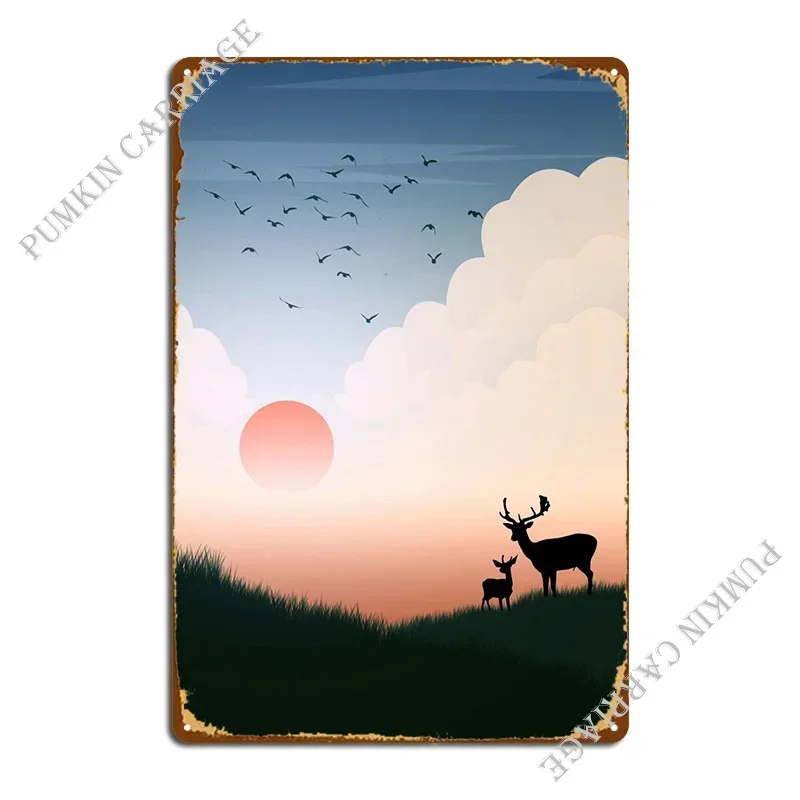 Silhoutte Deer Vector Metal Sign Garage Retro Customize Plaques Pub Tin Sign Poster