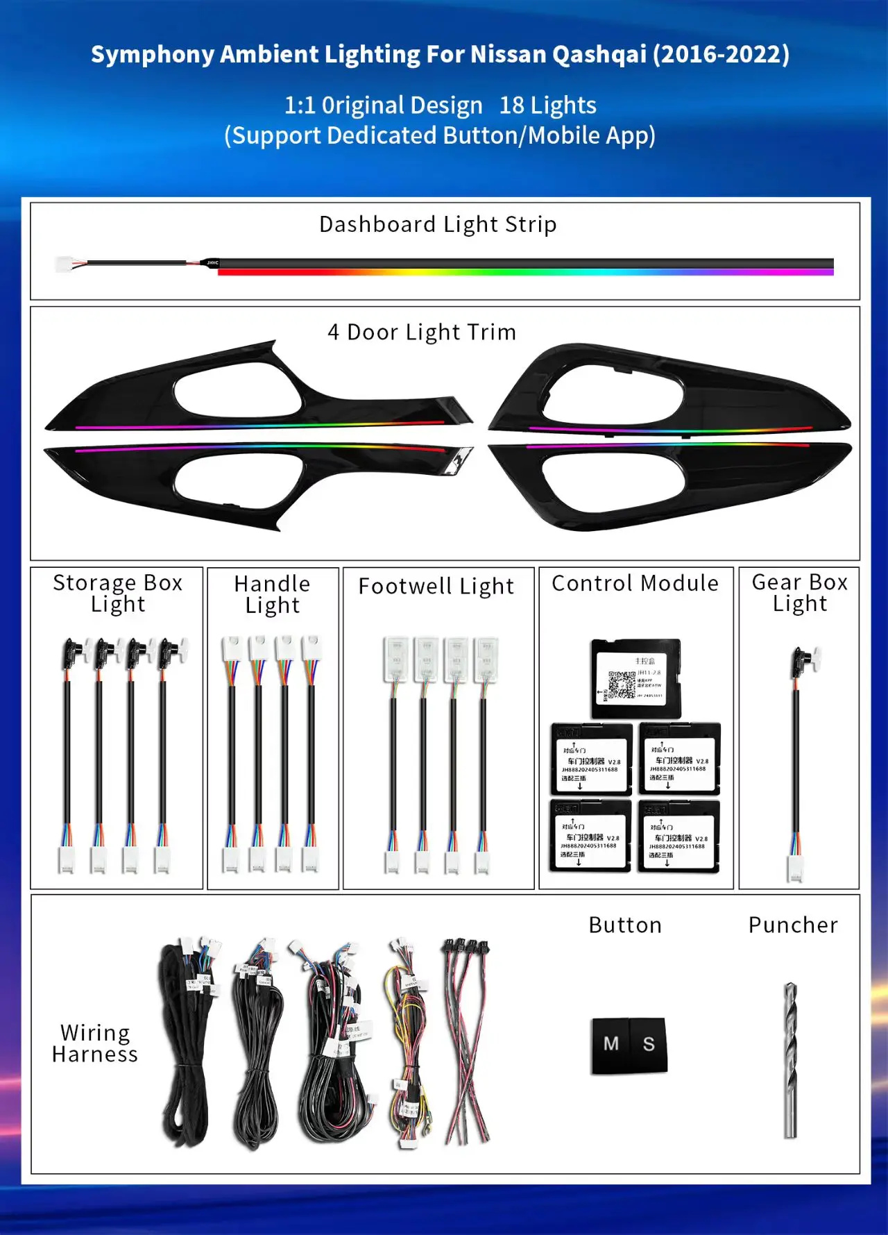 Icarsin Upgrade 256 Kleuren Led Auto-interieur Omgevingsverlichting Voor Nissan Qashqai J11 2013-2021 Sfeer Decoratie Accessoires